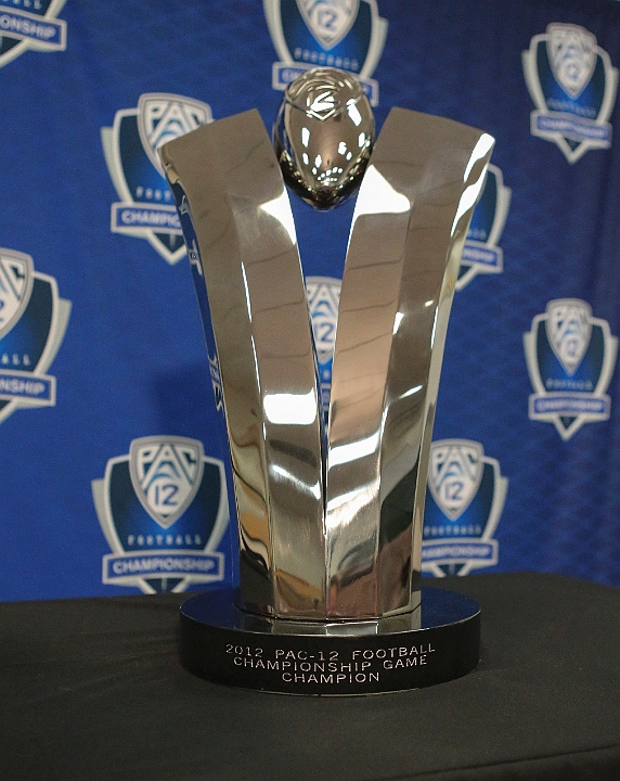 121129 Pac-12 Fri SA-011.JPG - Nov 29, 2012; Stanford, CA, USA; Pac-12 Championship trophy in the 2012 Pac-12 championship at Stanford Stadium.